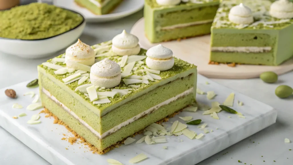 Matcha White Chocolate Mochi Cake